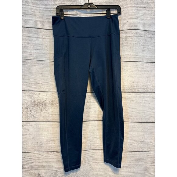 Zella Navy High-Rise Leggings With Side Pockets Size M - Picture 1 of 4